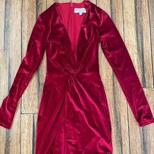 Dress the population red velvet mini dress